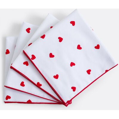 LA REDOUTE INTERIEURS Lot de 4 serviettes de table en coton, imprimé cœurs, SCACCO LA REDOUTE INTERIEURS Lot de 4 serviettes de table en coton, imprimé cœurs, SCACCO