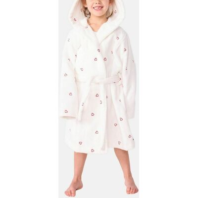 PETIT BATEAU Peignoir enfant en coton éponge cœurs brodés PETIT BATEAU Peignoir enfant en coton éponge cœurs brodés