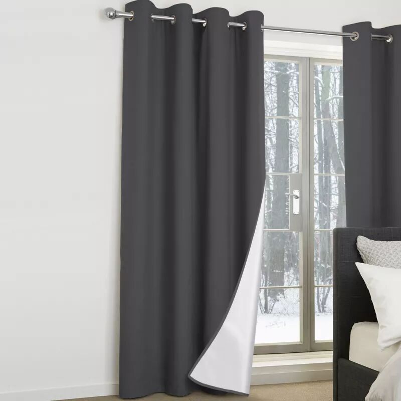 IDMarket Rideaux occultants thermiques gris anthracite