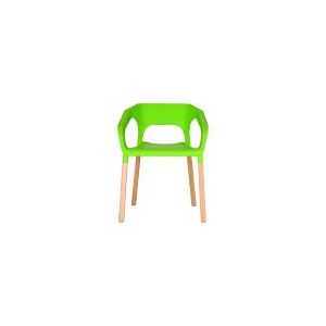 Cadeira em plastico PP e madeira de faia - P&W-001B - Verde - Orb