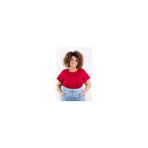 Blusa Bata T-Shirt Com Babado Na Manga Feminina Plus Size 46 Ao 60 - E