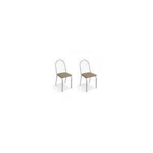 Conjunto 2 Cadeiras Metal Noruega Kappesberg Cromado/Capuccino