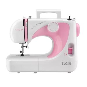 Elgin Máquina de Costura Elgin JX2040   Portátil Futura 10 Pontos Branco/Rosa