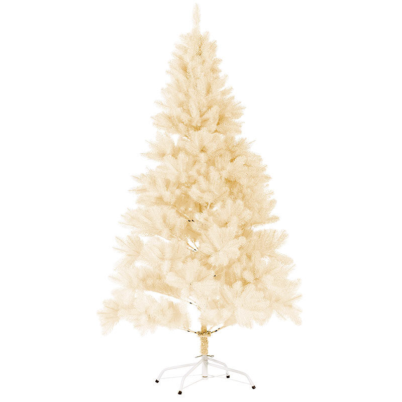 infactory Künstlicher Weihnachtsbaum 180cm, 1071 Spitzen, Ständer, cremefarben