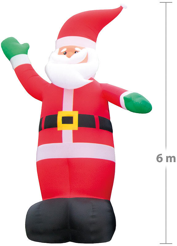 infactory Selbstaufblasender XXL-Weihnachtsmann, 6 m