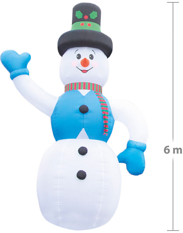 infactory Selbstaufblasender XXL-Schneemann mit LED-Innenbeleuchtung, 6 m, IP44