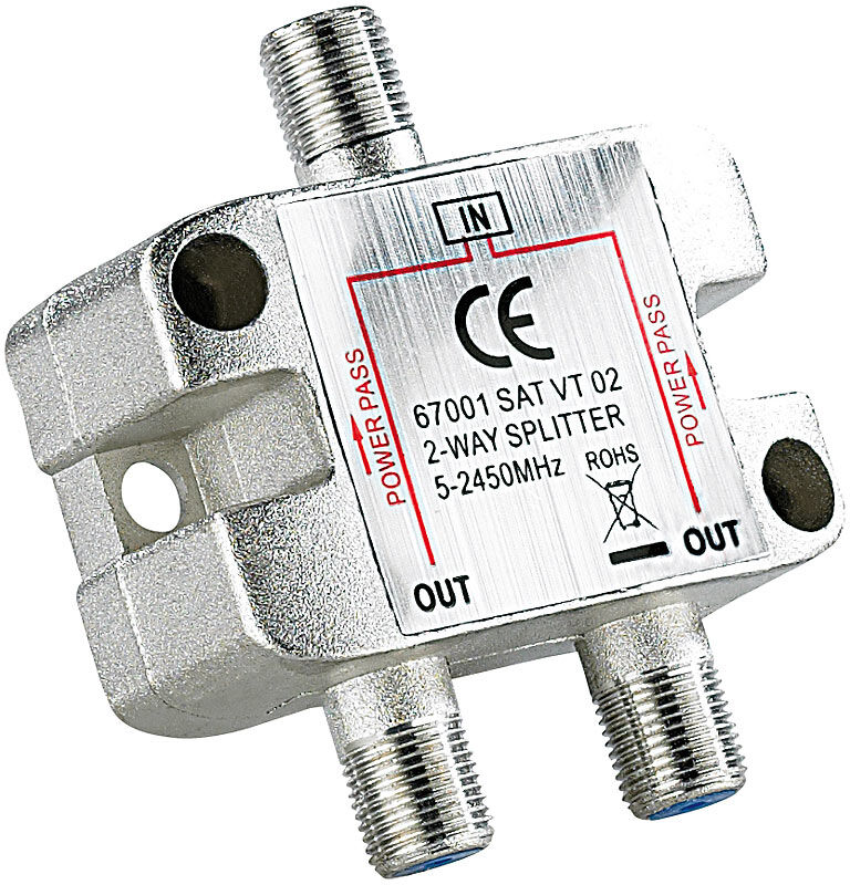 esoSAT Sat-Verteiler 2-fach, 5-2400 MHz, mit Gleichspannungs-Durchgang