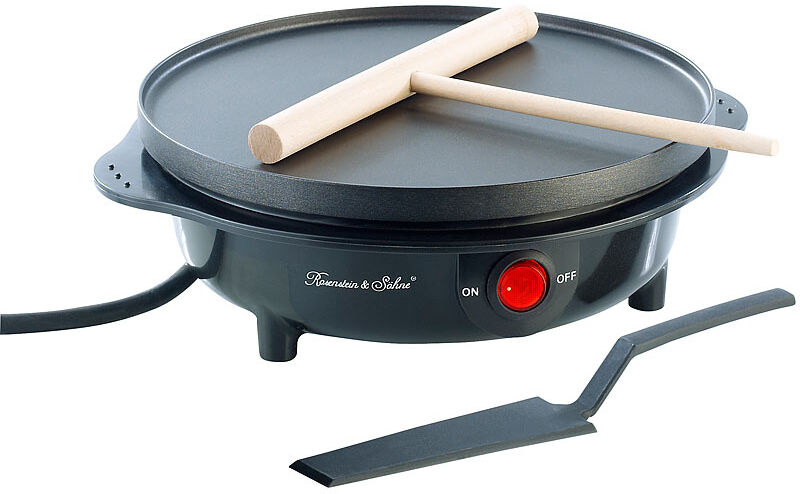 Rosenstein & Söhne Elektrischer Mini-Crêpes-Maker, 500 Watt, Ø 18 cm