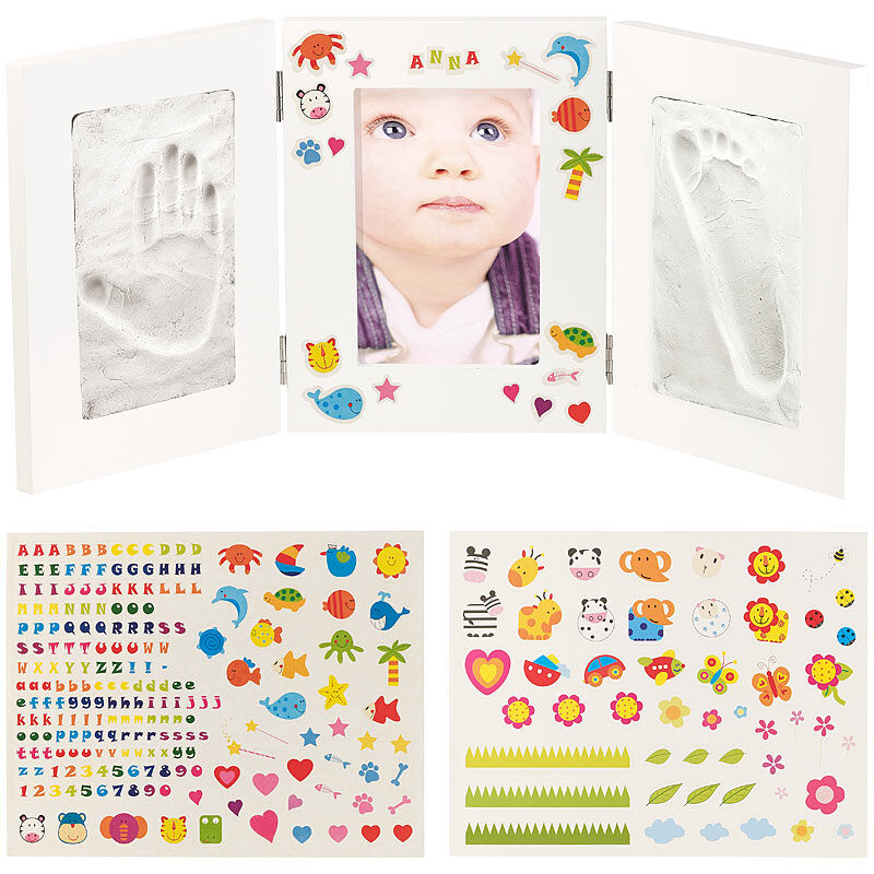 Your Design 3-teiliger Rahmen für Babyfoto und 2 Gipsabdrücke, 48,5 x 21 cm