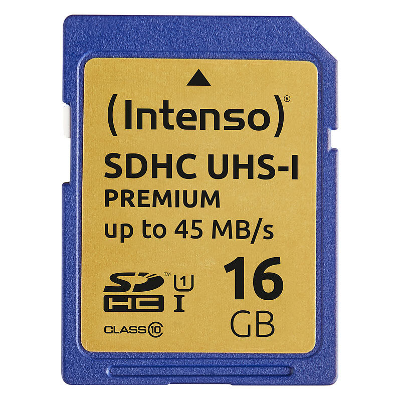 Intenso Premium SDHC-Speicherkarte 16 GB, UHS-I, Class 10 / U1