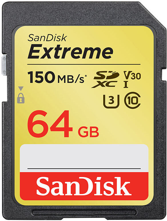 SanDisk Extreme SDXC-Speicherkarte 64 GB, UHS-I Class 3 (U3) / V30, 150 MB/s