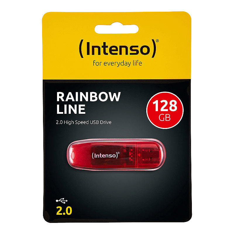 Intenso 128 GB USB-2.0-Speicherstick Rainbow Line, transparent-rot
