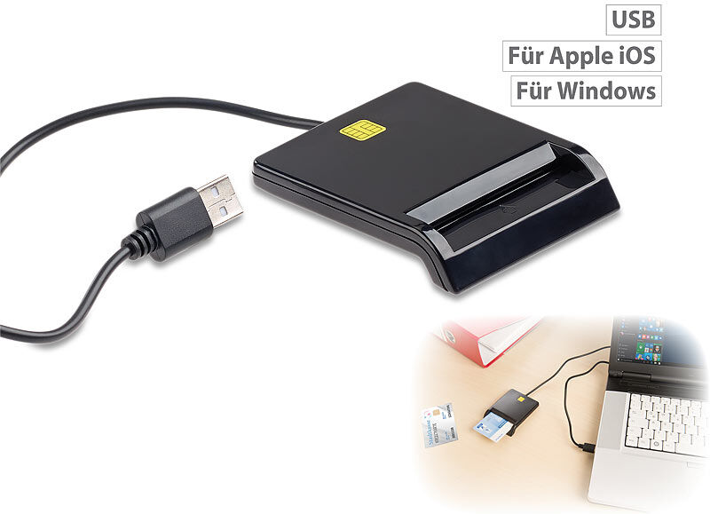 Xystec USB-Chipkarten-Leser & Smartcard-Reader, HBCI-fähig für Homebanking