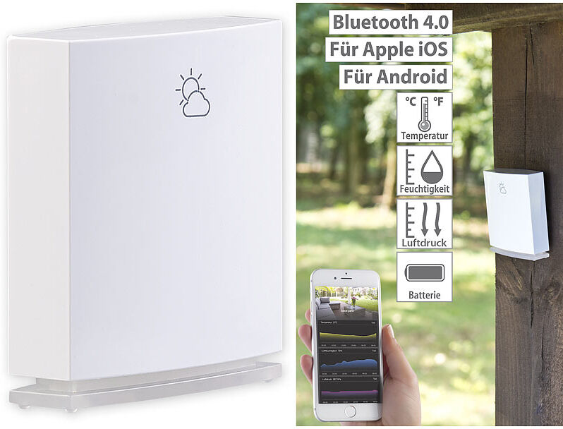 infactory Wetterstation-Datenlogger für iOS & Android mit Bluetooth 4.0 und App