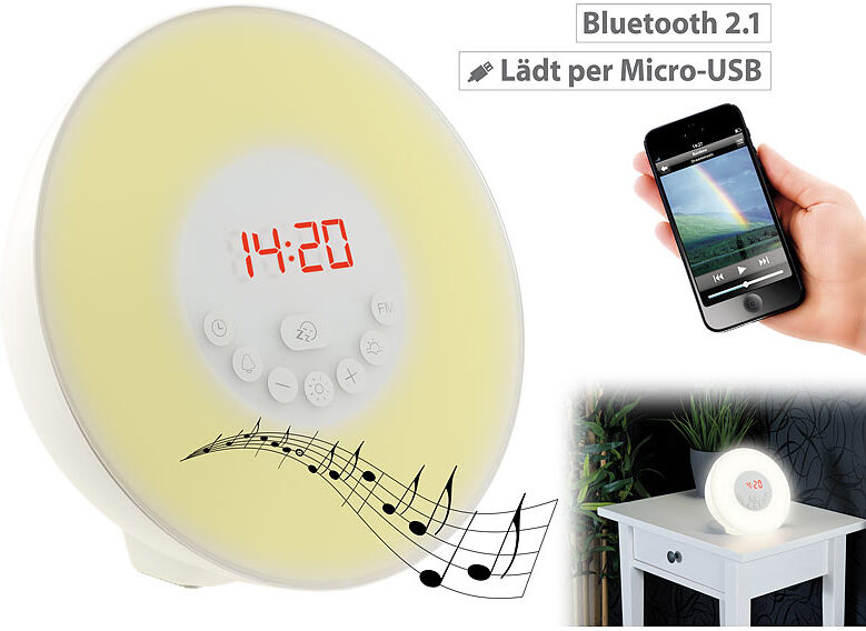 auvisio Wake-up-LED-Radiowecker mit Bluetooth & Sonnenaufgangs-Simulation