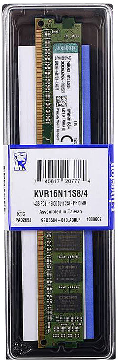 Kingston KVR16N11S8/4 Value Ram, 4 GB, DDR3-1600 / PC3-12800, CL11