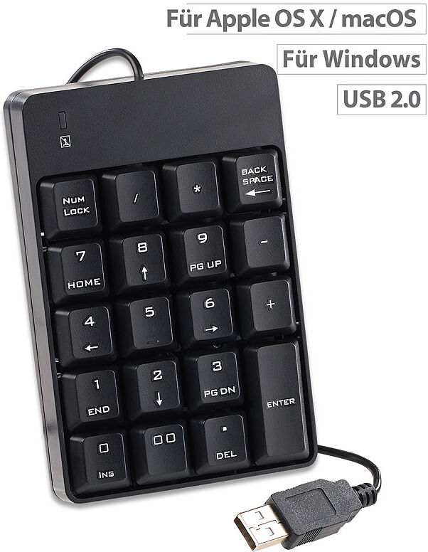 GeneralKeys Numerischer Ziffernblock / Keypad mit 19 Tasten, USB 2.0