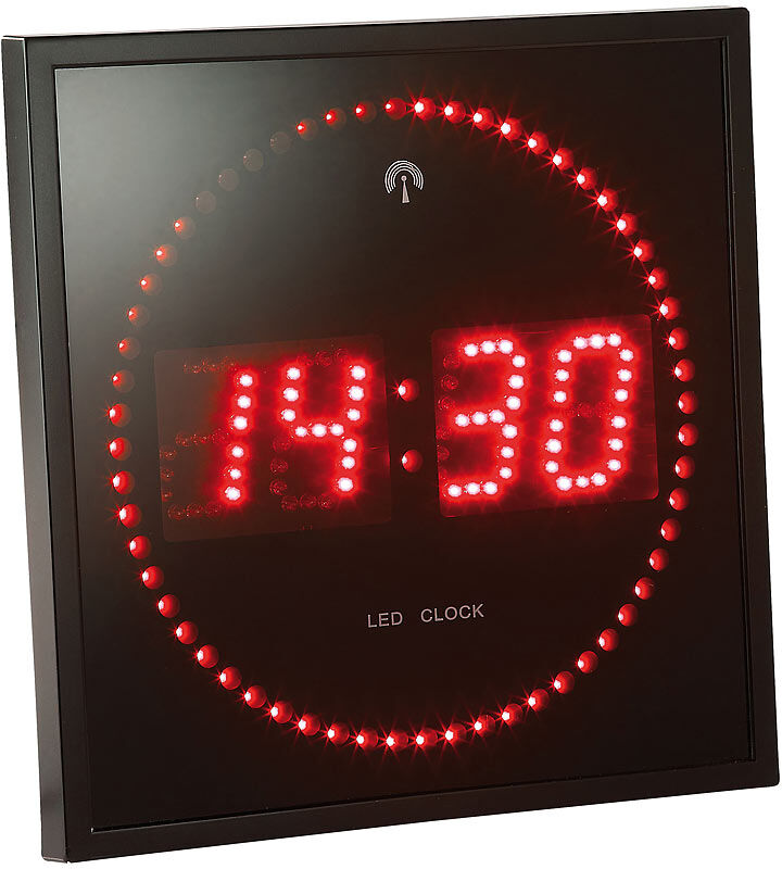 Lunartec LED-Funk-Wanduhr mit Sekunden-Lauflicht durch rote LEDs