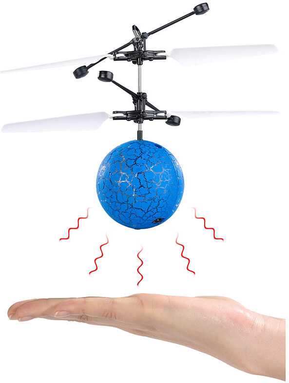 Simulus Selbstfliegender Hubschrauber-Ball mit bunter LED-Beleuchtung, blau