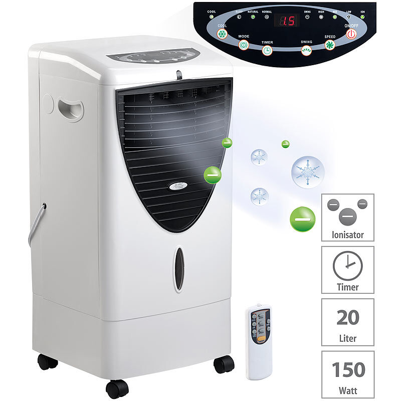 Sichler Haushaltsgeräte Verdunstungs-Luftkühler mit Oszillation & Ionisator, 20 Liter, 150 W
