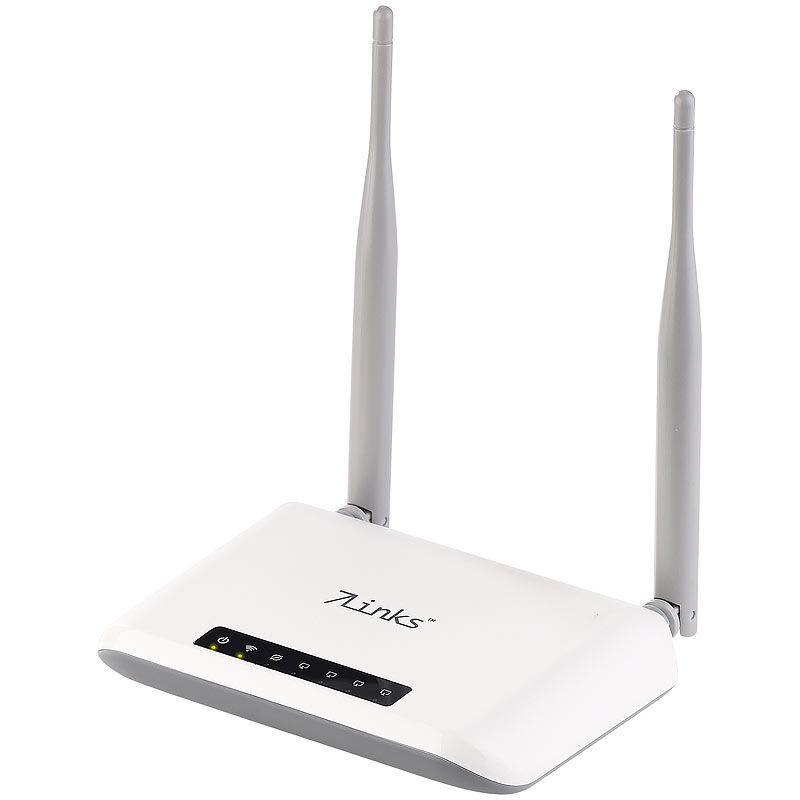 7links 300-Mbit-WLAN-Router mit 4 Ethernet-Ports und 2 Antennen