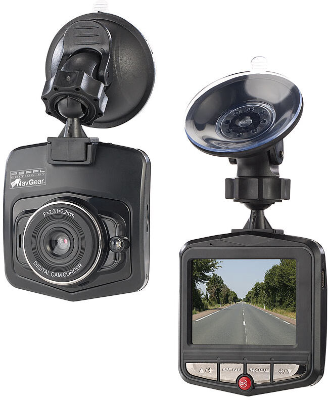 NavGear VGA-Dashcam mit Bewegungserkennung und 6,1-cm-Farb-Display (2,4