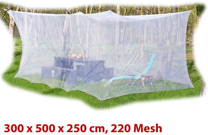 infactory XXL-Moskitonetz für Innen & Außen, 300 x 500 x 250 cm, 220 Mesh, weiß