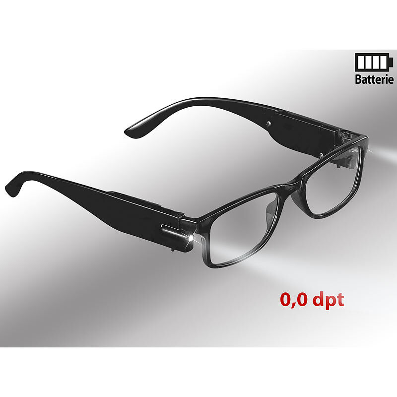 Pearl Modische Brille mit integriertem LED-Leselicht, ohne Sehstärke