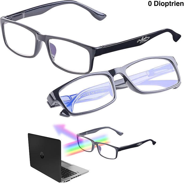 infactory 2er Pack  Bildschirm-Brille mit Blaulicht-Filter, 0 Dioptrien