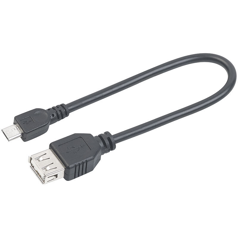 auvisio USB-OTG-Adapterkabel, Micro-USB Stecker zu USB-Buchse, 20 cm