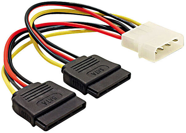 Mod-it Strom-Adapterkabel für SATA-Festplatten (Molex auf 2x SATA) ca. 15cm