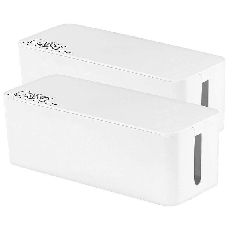 Callstel 2er-Set Kabelboxen groß, 40,8 x 15,8 x 13,4 cm, weiß