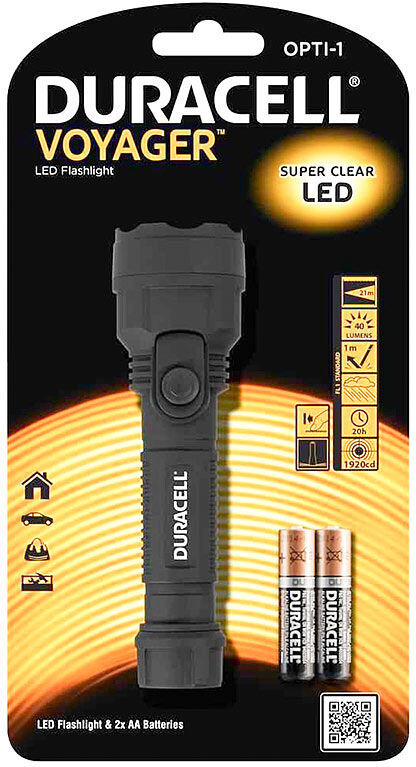 Duracell Voyager Opti-1 Taschenlampe inkl 2 AA Duracell Batterien