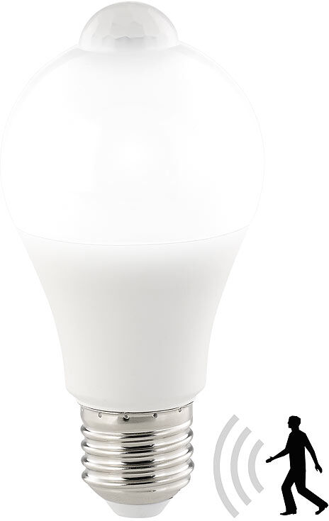 Luminea LED-Lampe, PIR-Sensor, 12 W, E27, tageslichtweiß, 6500 K, 1.055 Lumen