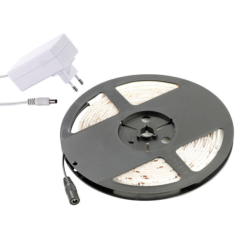 Lunartec LED-Streifen LE-500MA, 5 m, weiß, Outdoor IP65 & Netzteil
