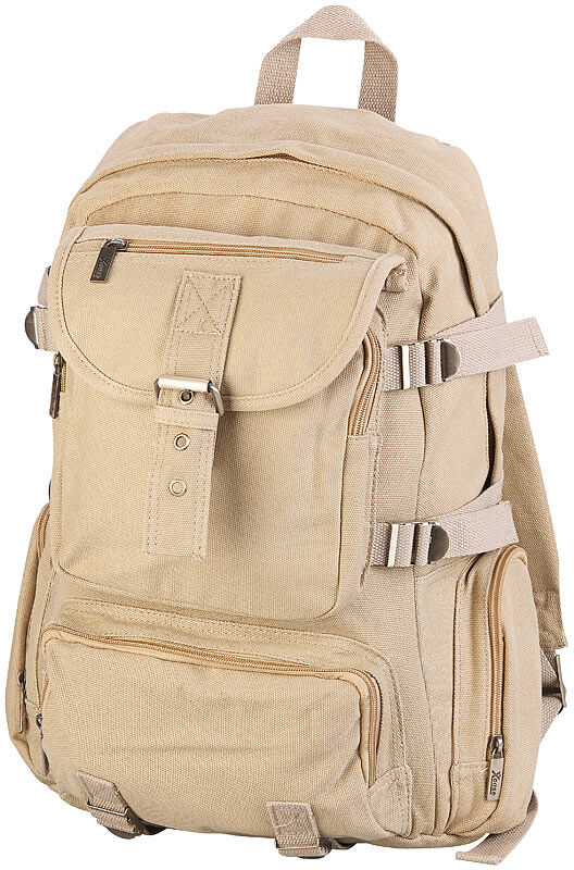 Xcase Geräumiger Canvas-Rucksack mit Fach bis Notebook bis 16