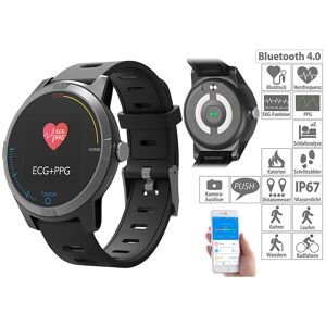 newgen medicals Fitness-Uhr mit Bluetooth, Herzfrequenz- und EKG-Anzeige, App, IP67
