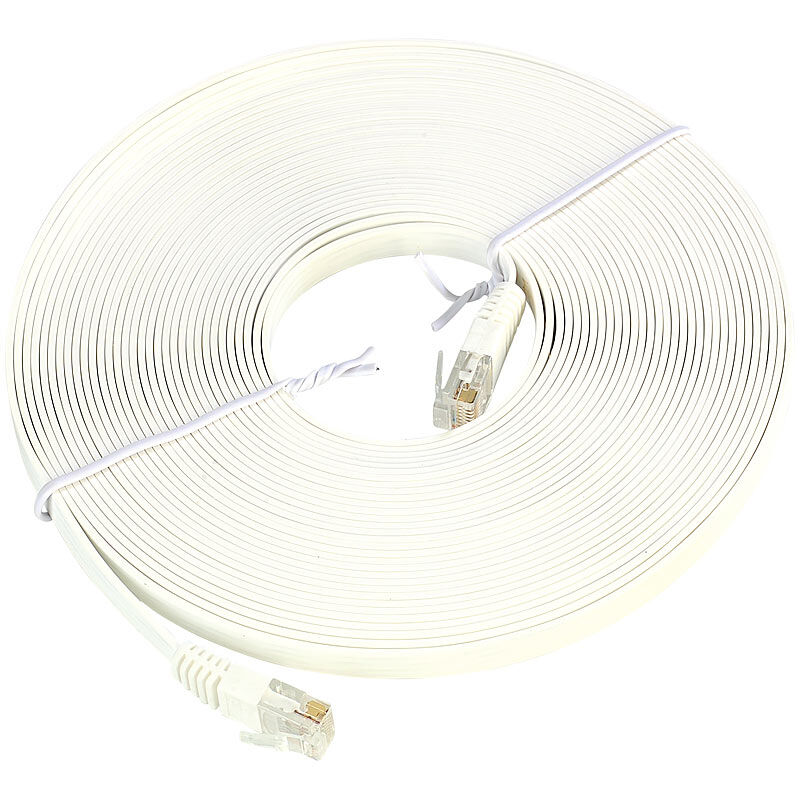 Fibrionic Network Solutions Netzwerk-Kabel Cat5e flach, weiß, 10m