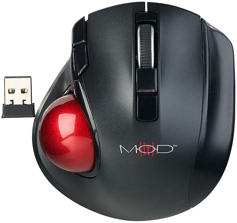 Mod-it Kabelloser Funk-Laser-Trackball mit 5 Tasten und Scrollrad, 1.200 dpi