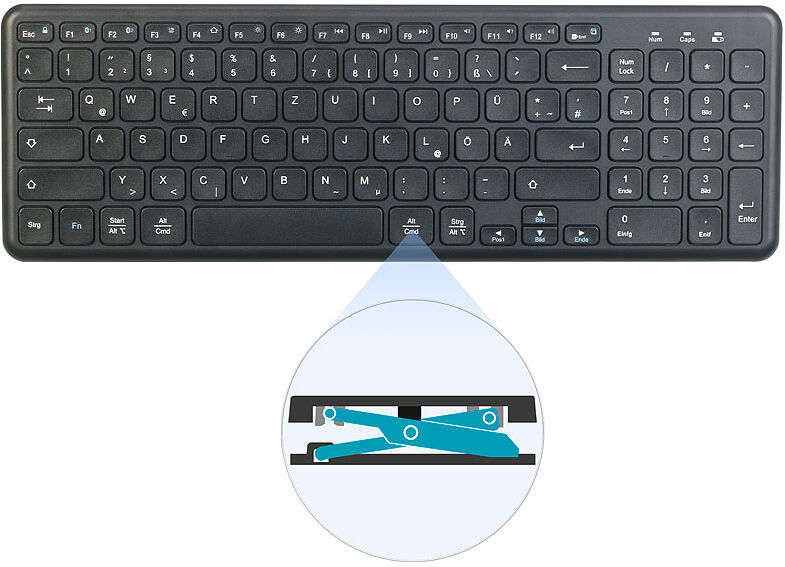 GeneralKeys Multi-Device-Funktastatur mit Bluetooth & Scissor-Tasten, QWERTZ