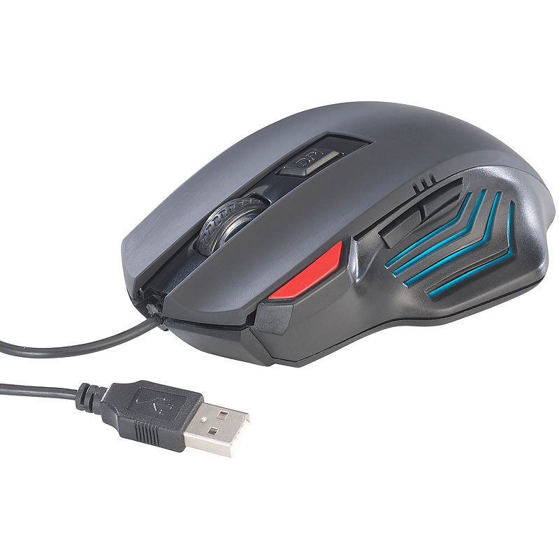 Mod-it Optische Gaming-Maus GA-824, 2.400 dpi, 6 Tasten, blaues Licht