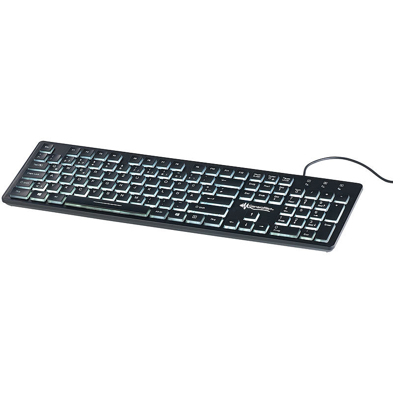 GeneralKeys Beleuchtete USB-Tastatur mit Nummernblock, Schweizer Layout (QWERTZ)