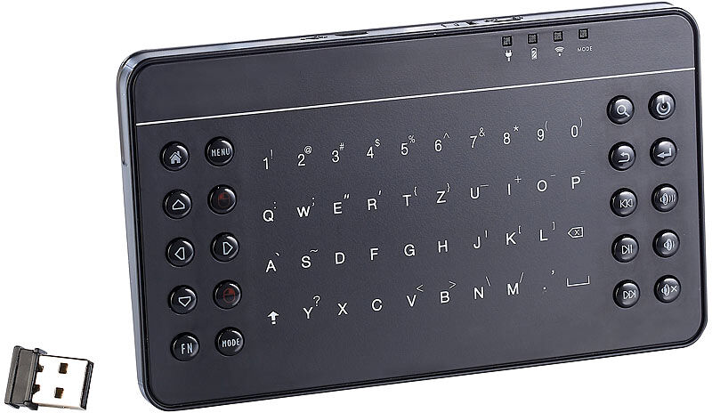 GeneralKeys Mikro-Multimedia-Funktastatur mit Touchpad