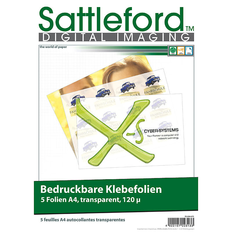 Sattleford 5 Klebefolien A4 transparent für Inkjet