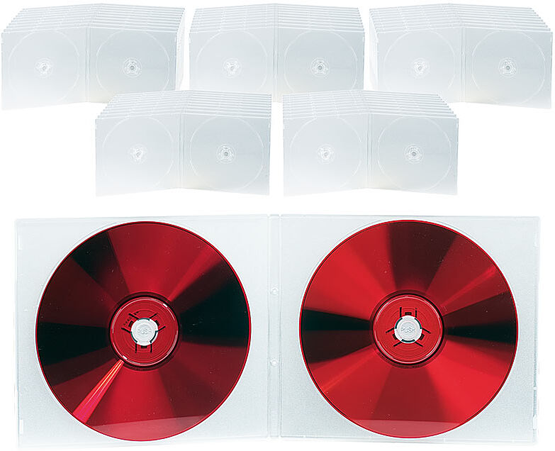 Pearl Doppel CD Slim Soft Boxen im 50er-Set, 7 mm, transparent