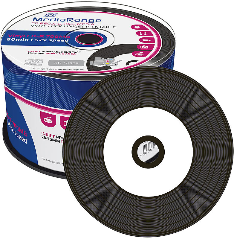 MediaRange Vinyl-Look CD-R 700MB/80Min, 52x printable, 50er Spindel