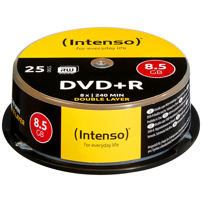 Intenso DVD+R 8,5GB 8x Double Layer, 25er-Spindel
