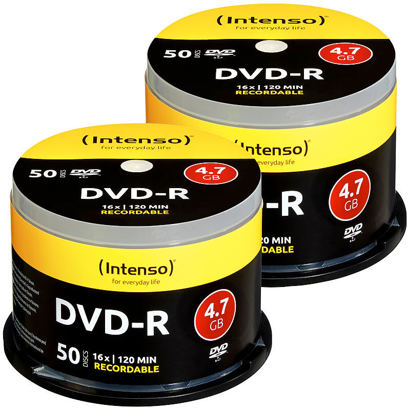 Intenso 2er-Set DVD-R 4.7GB 16x mit je 50 Rohlingen