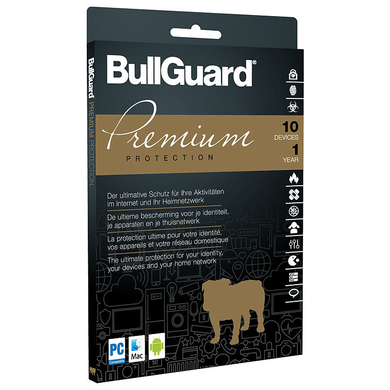 Bullguard Premium Protection, Jahreslizenz für bis zu 10 Geräte