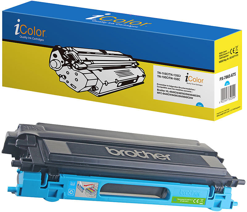 recycled / rebuilt by iColor Brother TN-135C Toner- Rebuilt- cyan